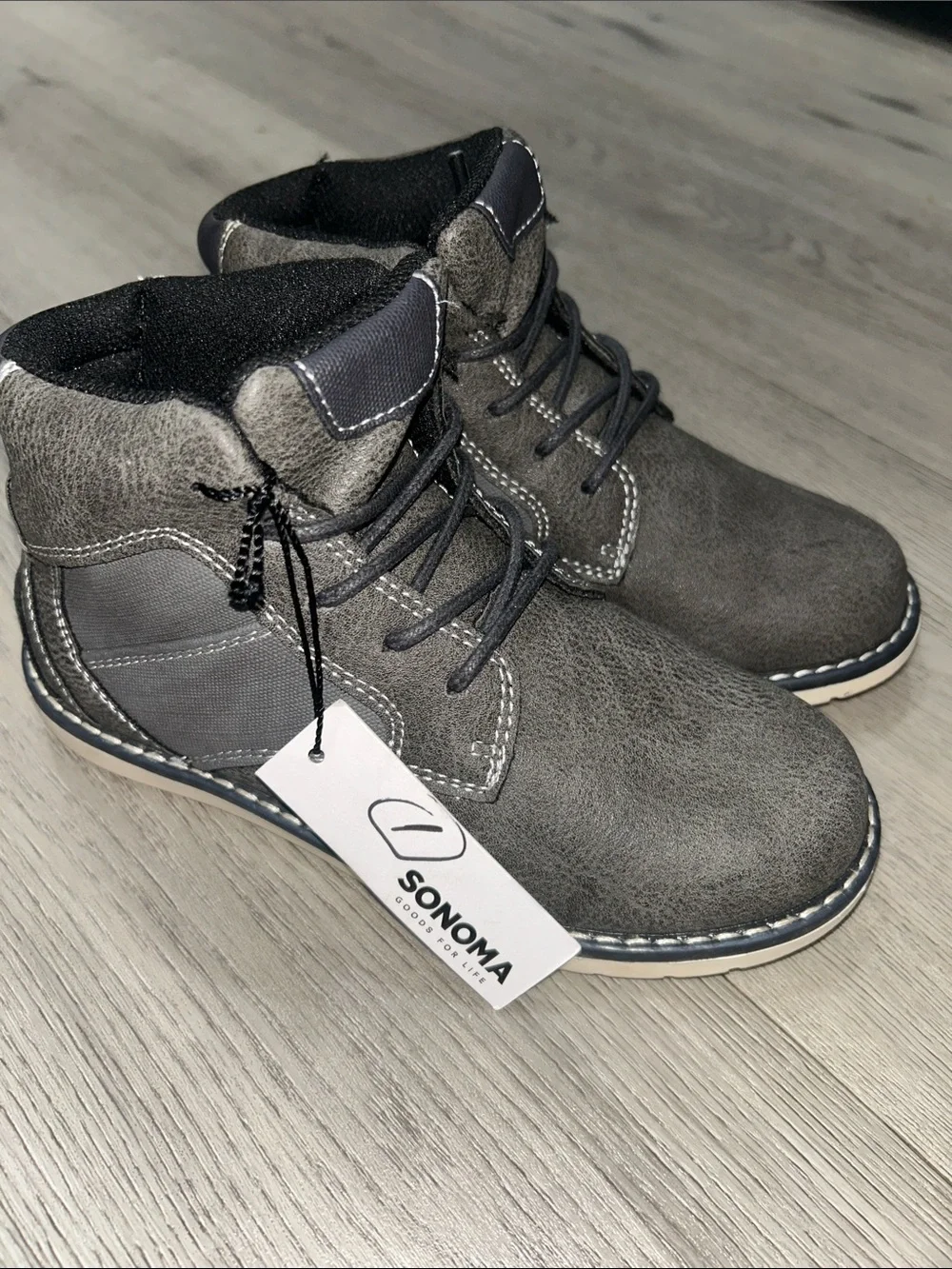Sonoma Boys Gray Chukka Lace-Up Boots size 1 NWT